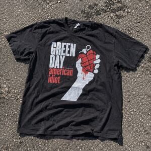 Vintage Y2K Band Tee Green Day T-Shirt Rock Mens X-Large Faded Tag
